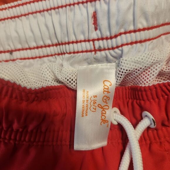 Cat & Jack Swim Trunk Shorts Orange Floral Print Kids Boys Size Small 6/7 - Picture 3 of 4